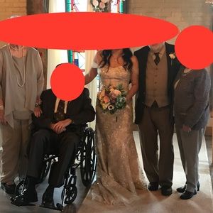 Beautiful size 12 champagne wedding gown.